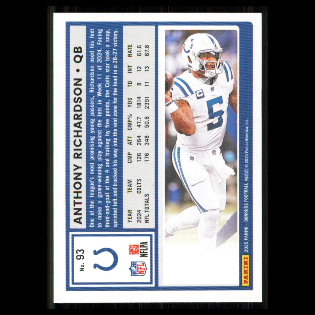 Anthony Richardson #93 2025 Donruss Indianapolis Colts Football Card NFL NM