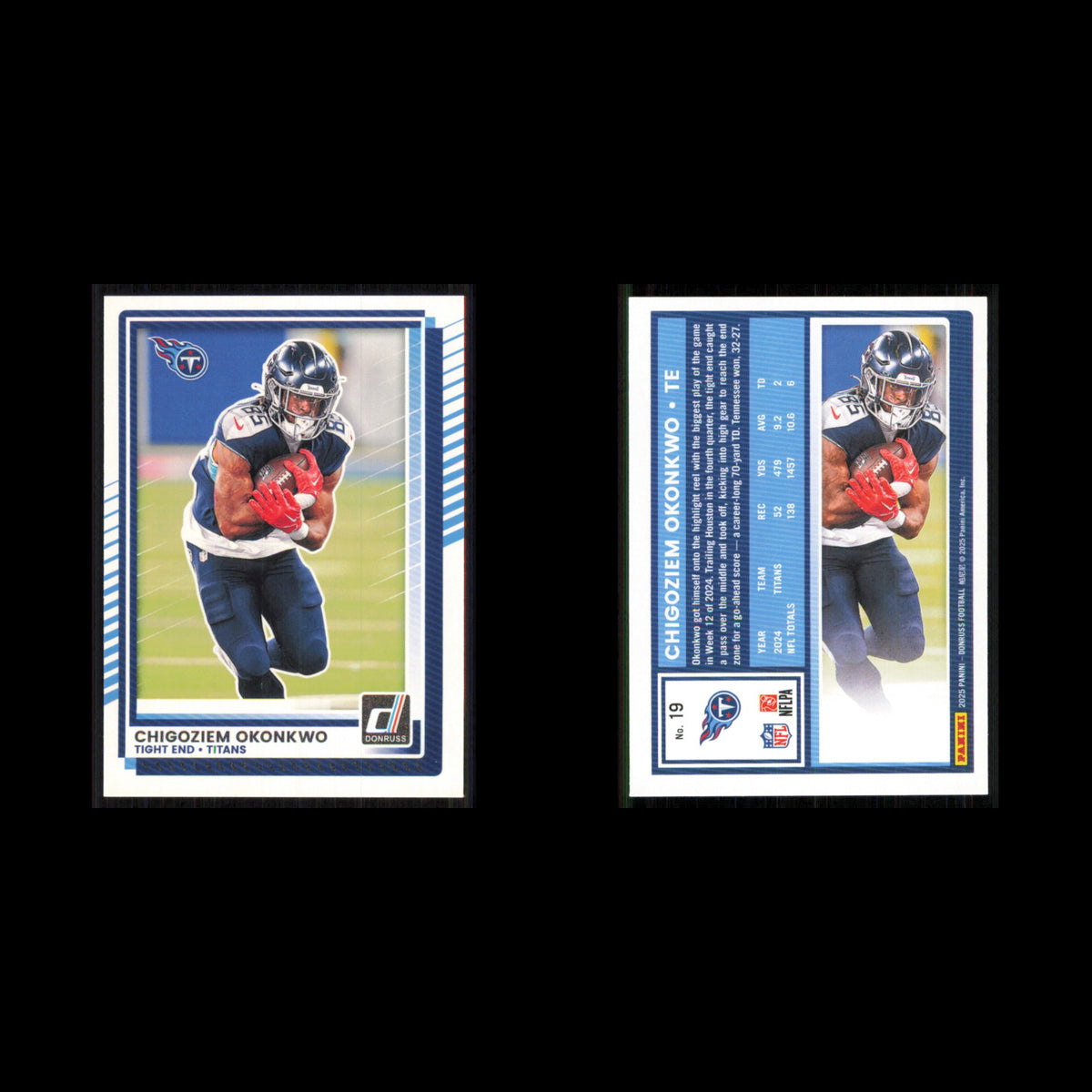 Chigoziem Okonkwo #19 2025 Donruss Tennessee Titans Football Card NFL NM