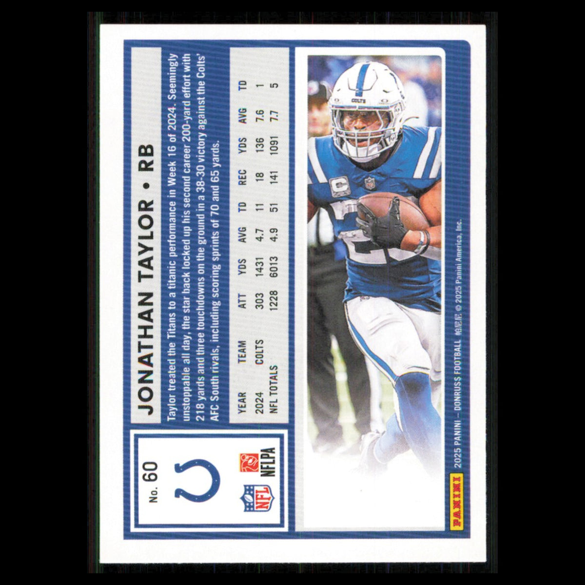 Jonathan Taylor #60 2025 Donruss Indianapolis Colts Football Card NFL NM