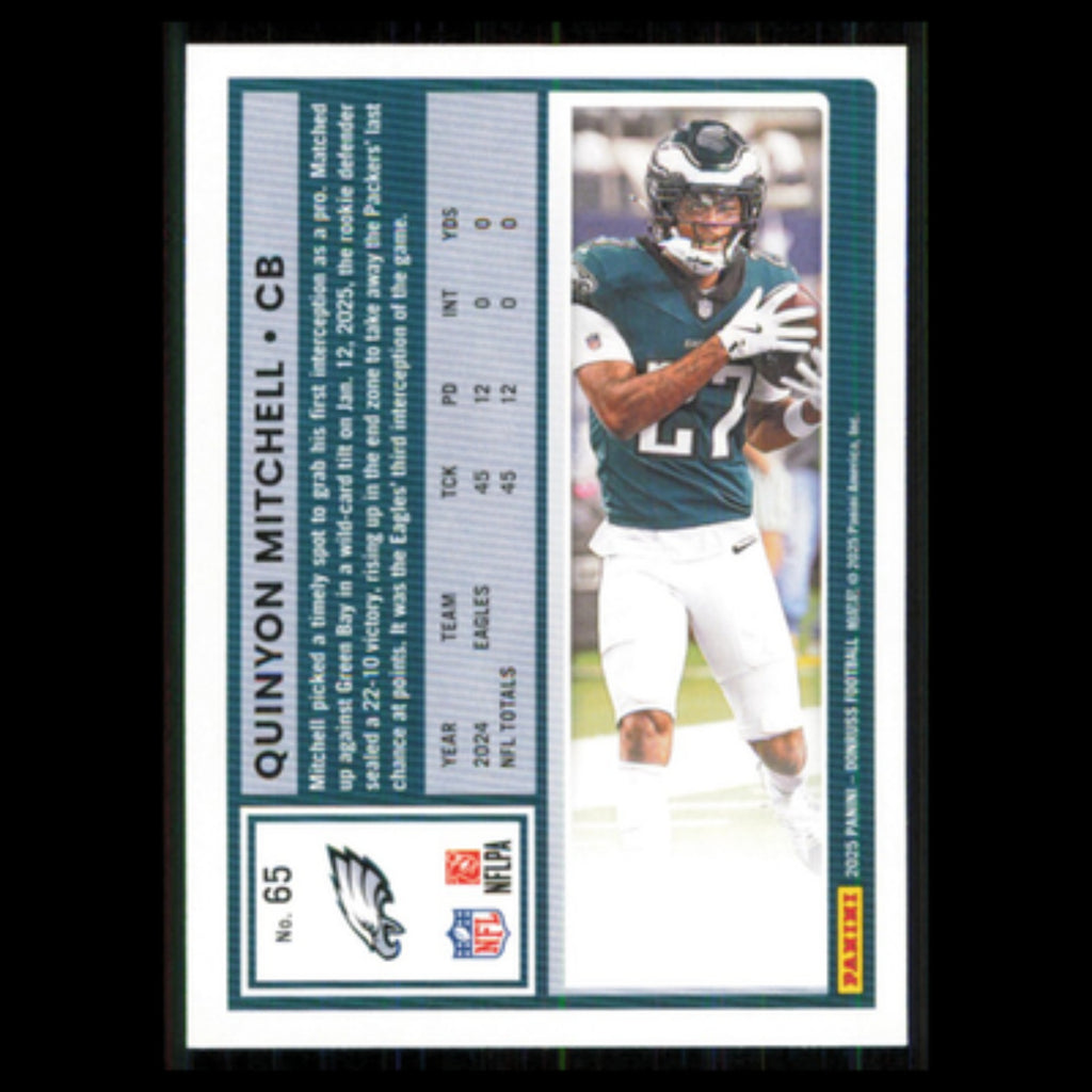 Quinyon Mitchell #65 2025 Donruss Philadelphia Eagles Football Card NFL NM