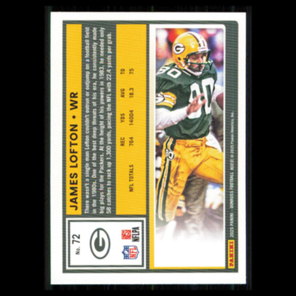 James Lofton #72 2025 Donruss Green Bay Packers Football Card NFL NM