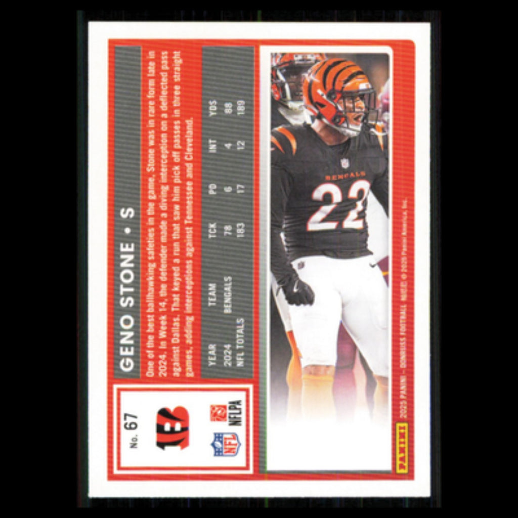 Geno Stone #67 2025 Donruss Cincinnati Bengals Football Card NFL NM