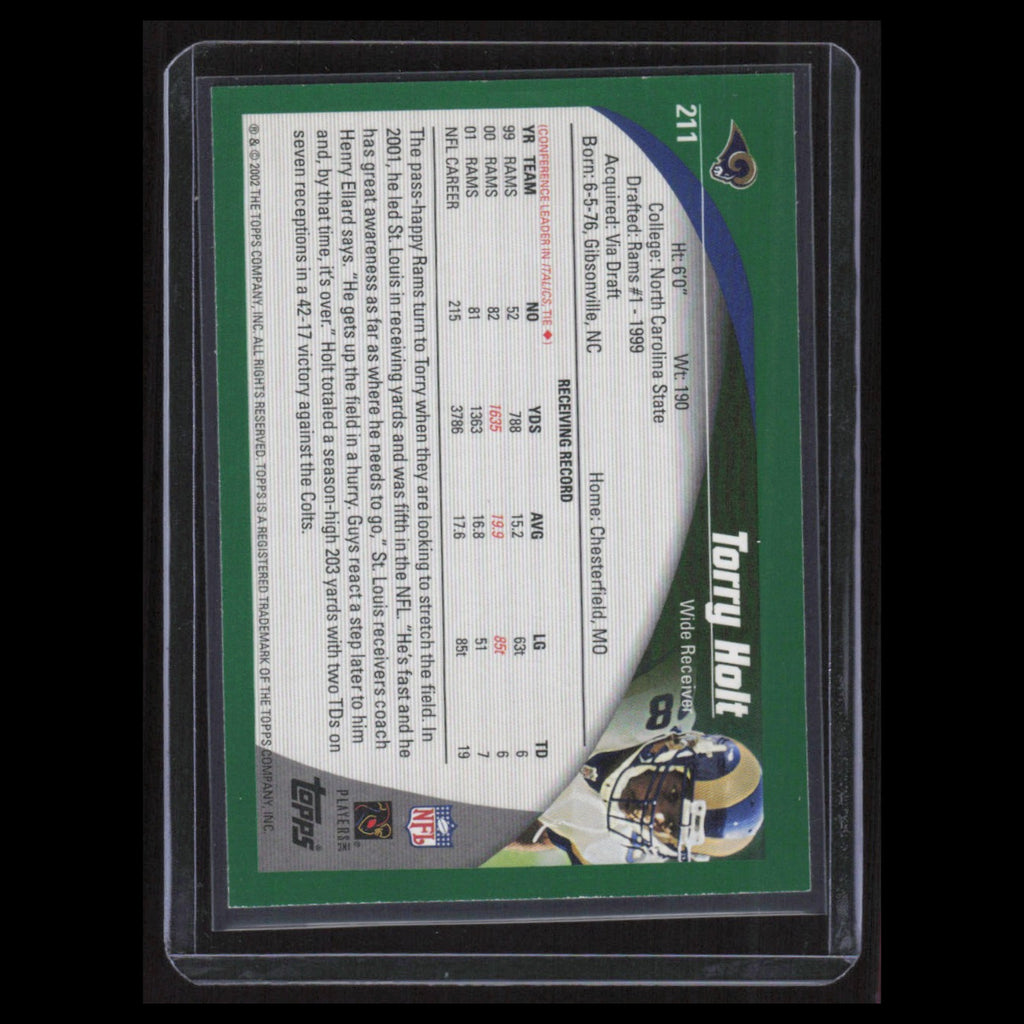 Torry Holt #211 2002 Topps St. Louis Rams Football Card NFL NM