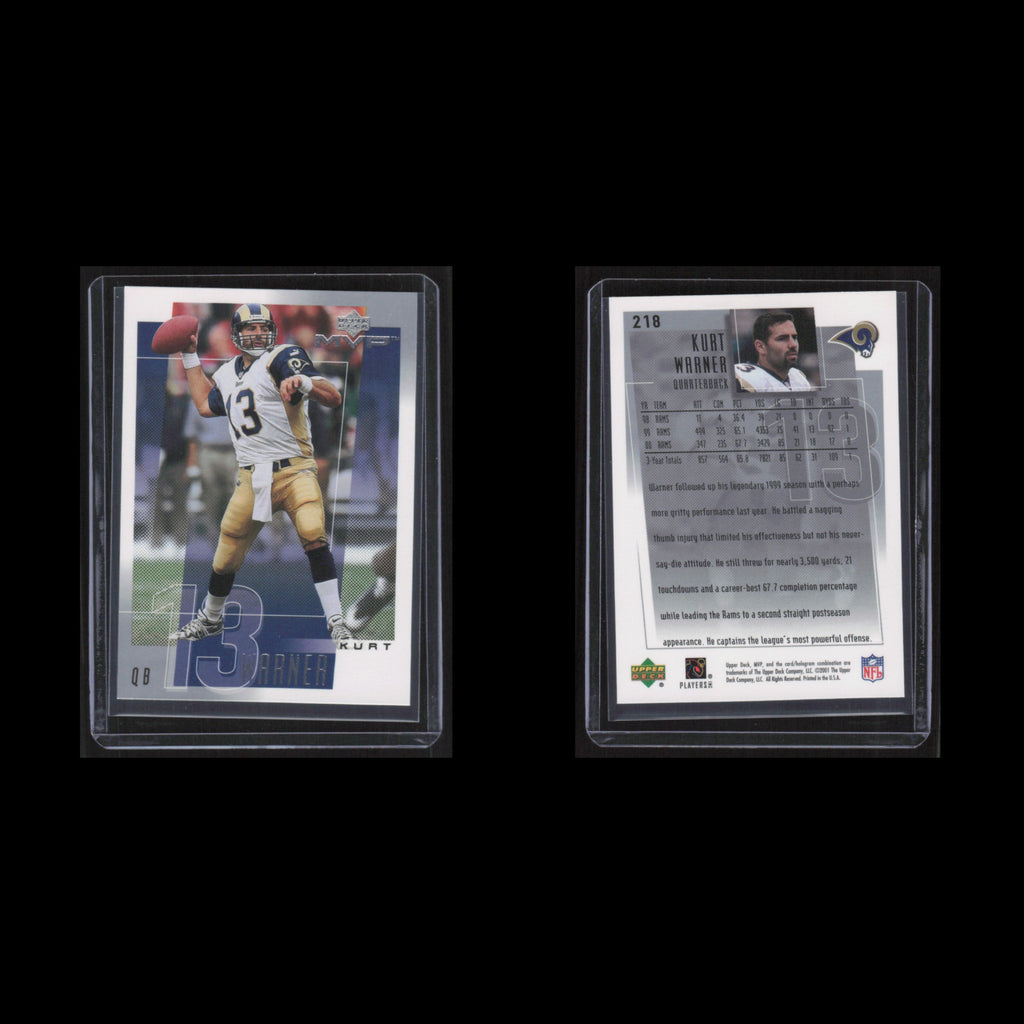 Kurt Warner #218 2001 Upper Deck MVP St. Louis Rams Football Card NFL NM