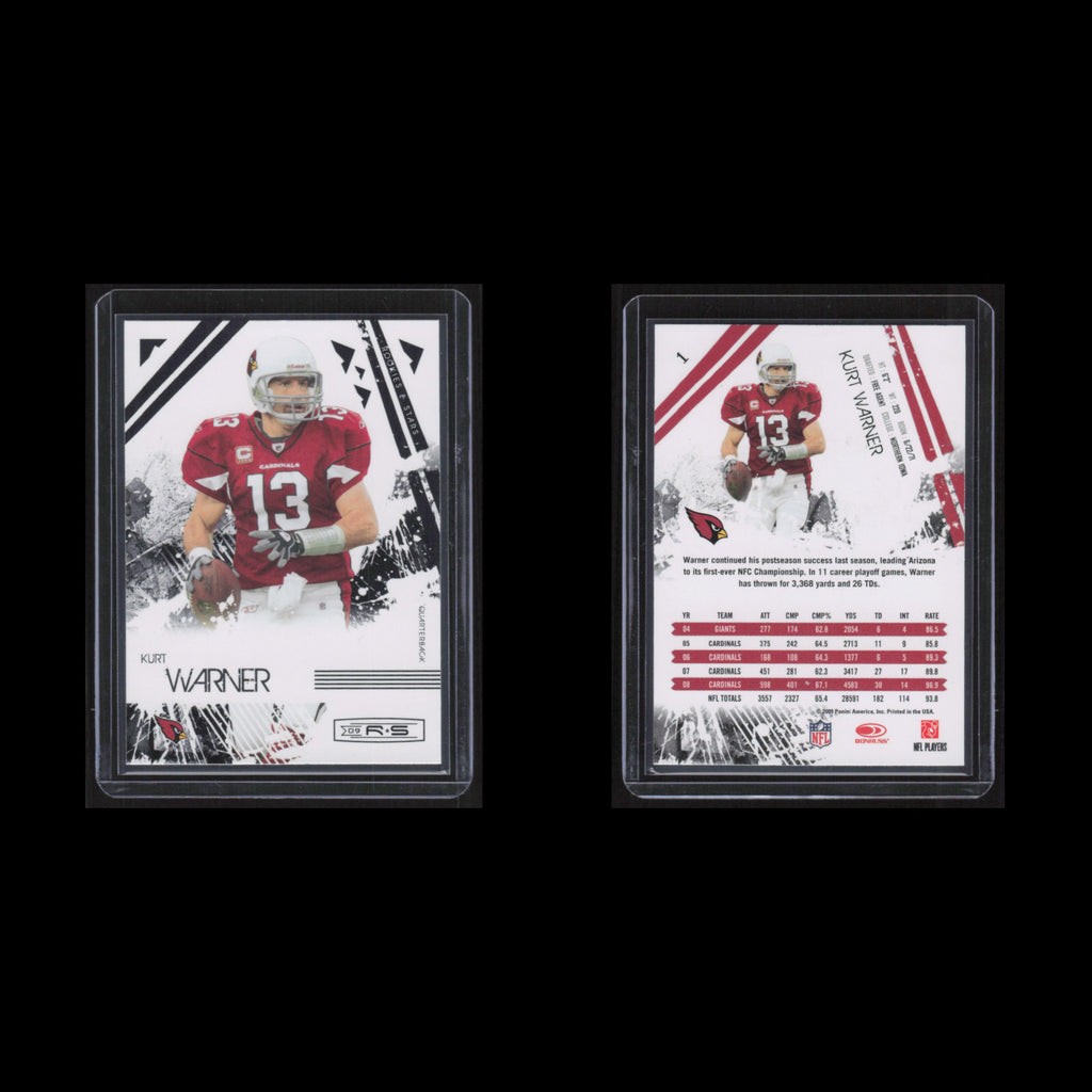 Kurt Warner #1 2009 Donruss Rookie and Stars Arizona Cardinals Football Card NFL