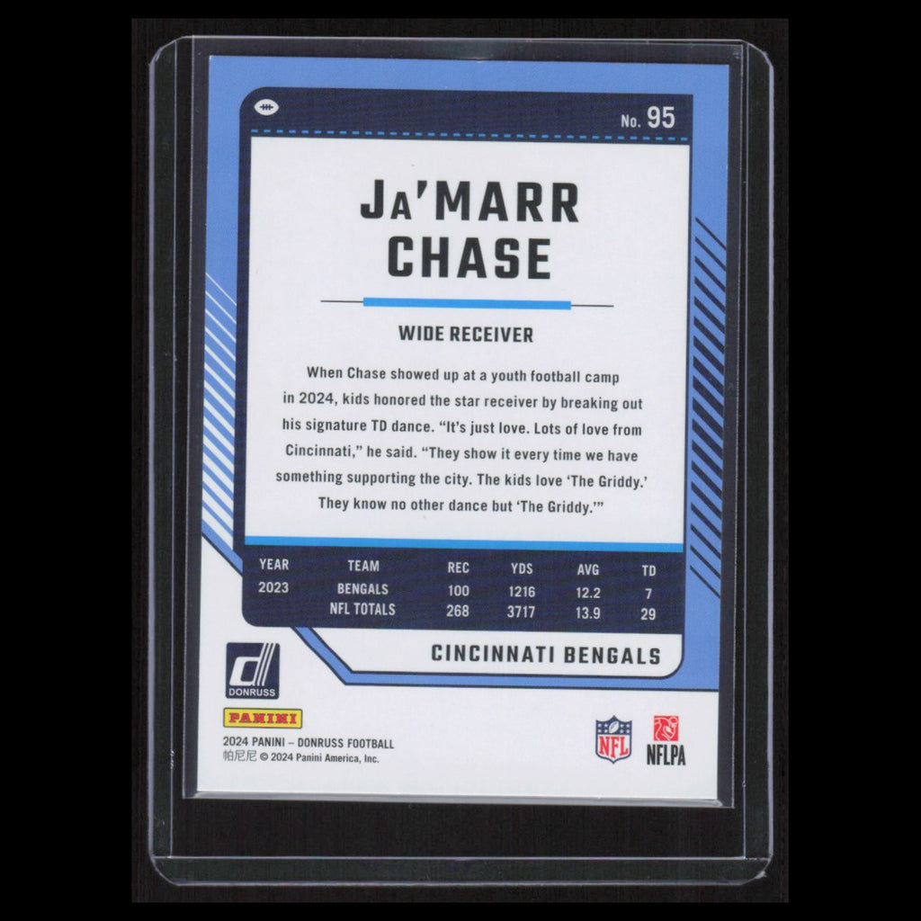 JaMarr Chase #95 2024 Donruss Press Proof Green Cincinnati Bengals Football Card