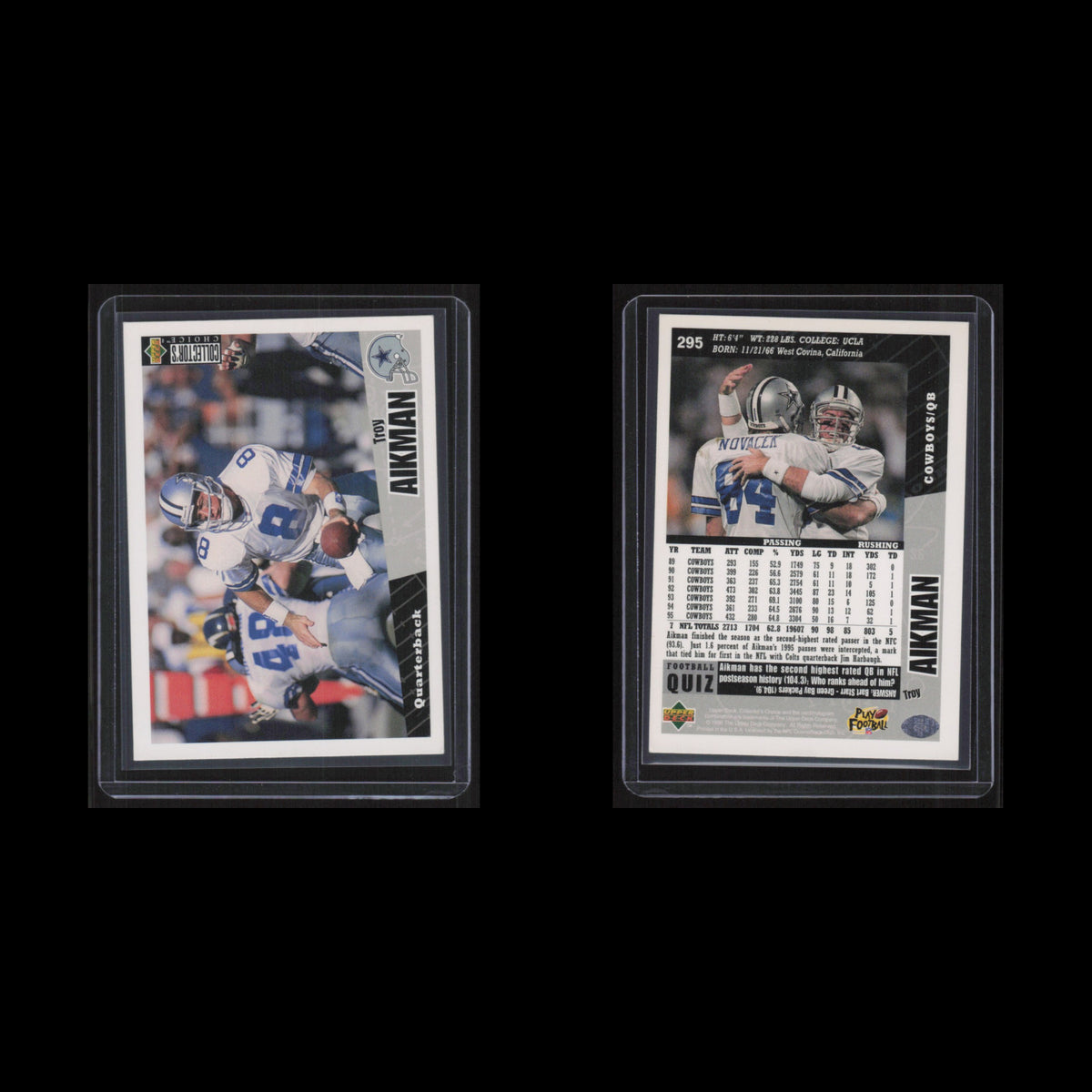 Troy Aikman #295 1996 Collectors Choice Dallas Cowboys Football Card NFL NM