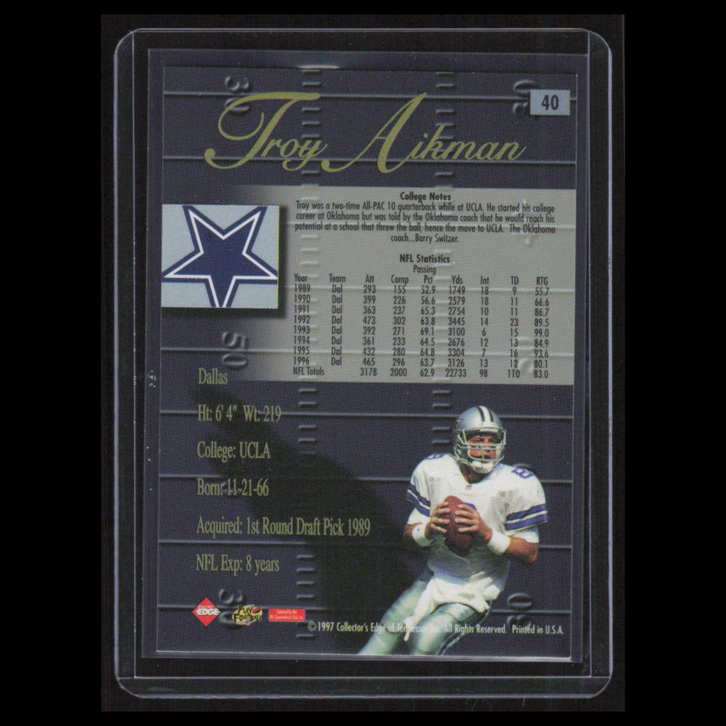 Troy Aikman #40 1997 Collectors Edge Dallas Cowboys Football Card NFL NM