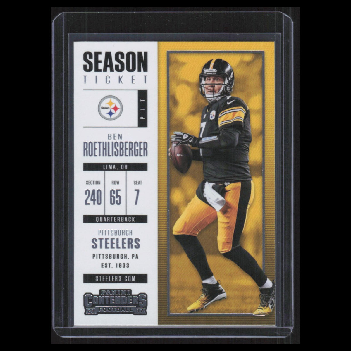 Ben Roethlisberger #46 2017 Panini Contenders Pittsburgh Steelers Football Card