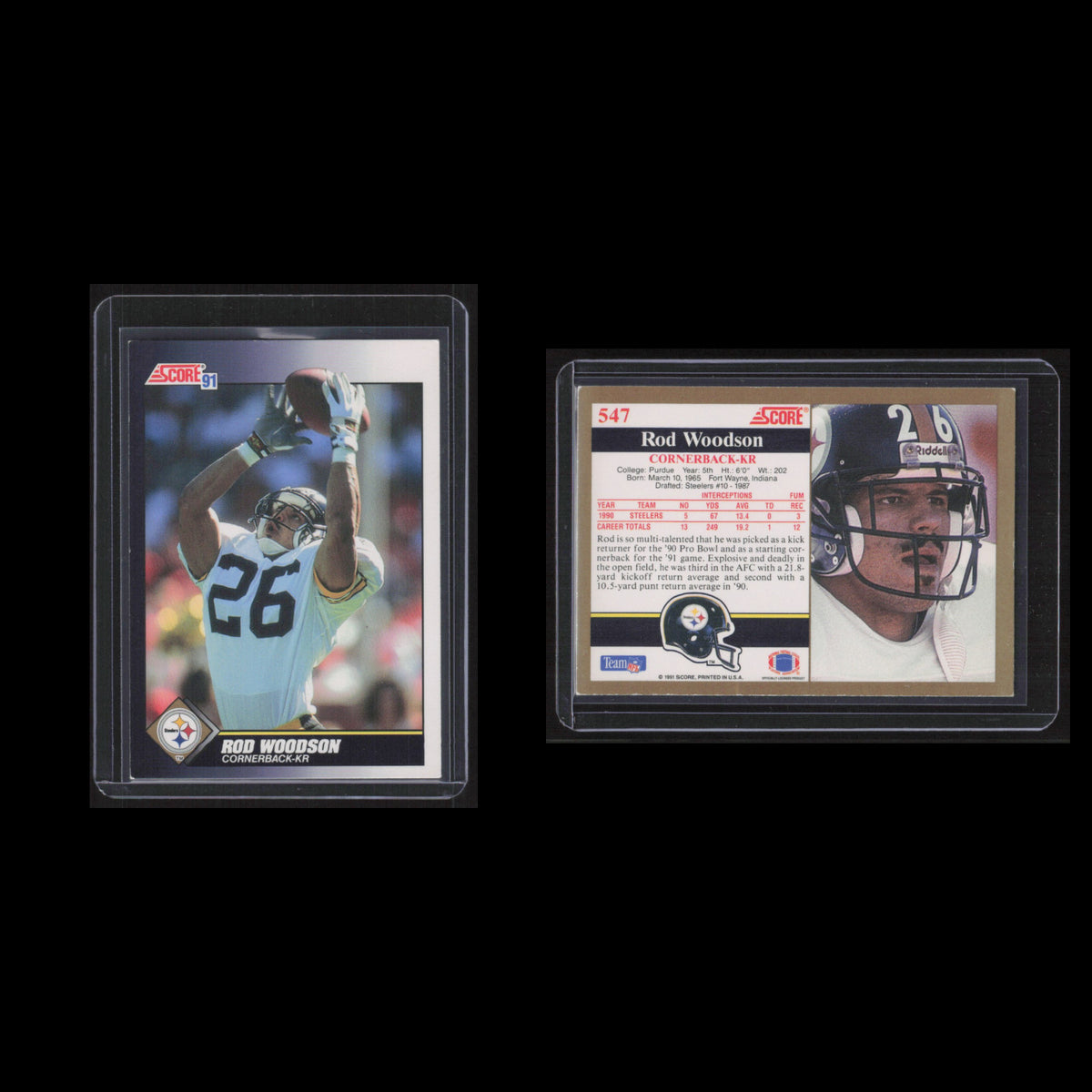 Rod Woodson #547 1991 Score Pittsburgh Steelers Football Card NFL NM
