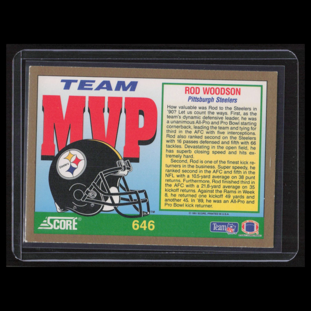Rod Woodson #646 1991 Score Pittsburgh Steelers Football Card NFL NM