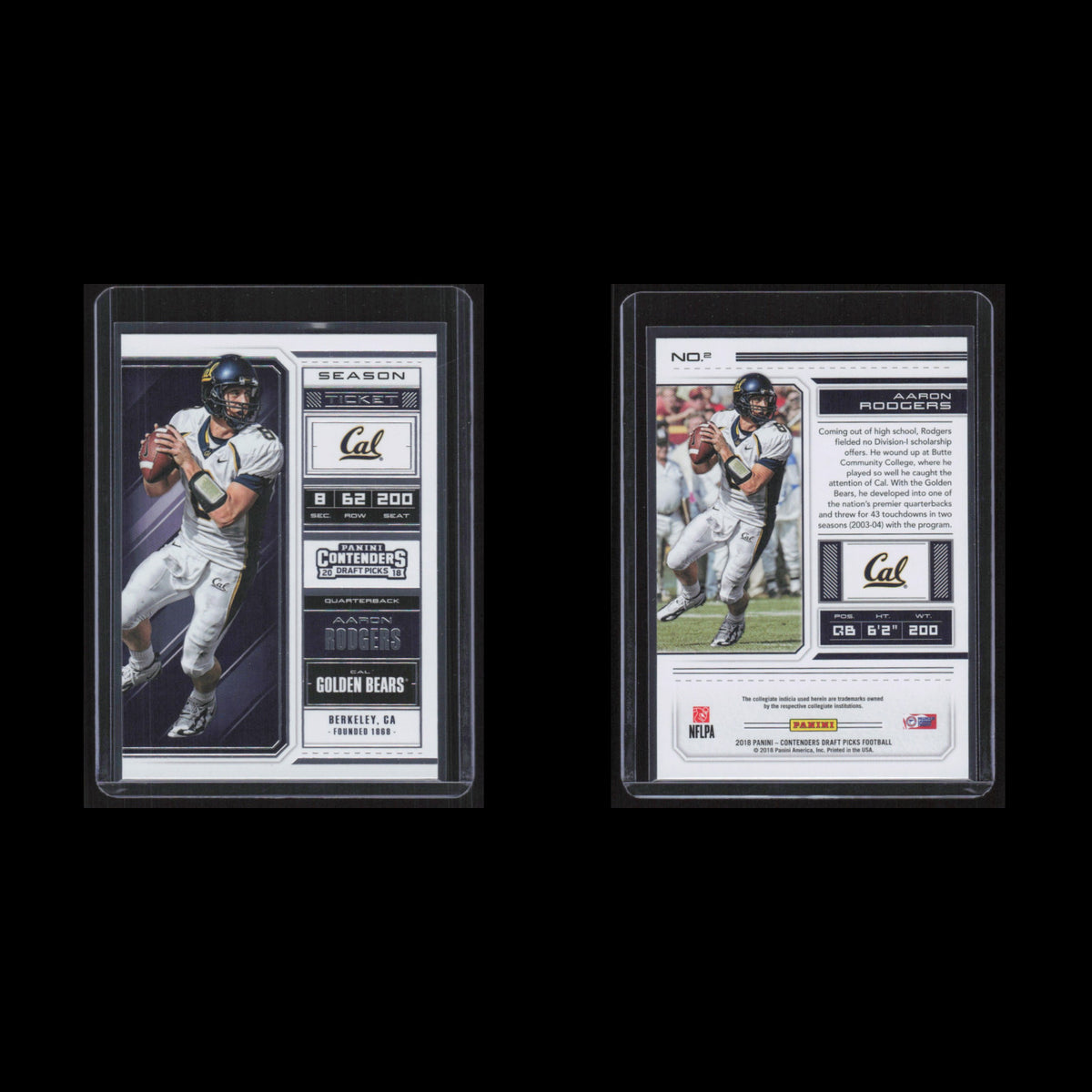 Aaron Rodgers #2 2018 Panini Contenders Draft Picks California Golden Bears Card