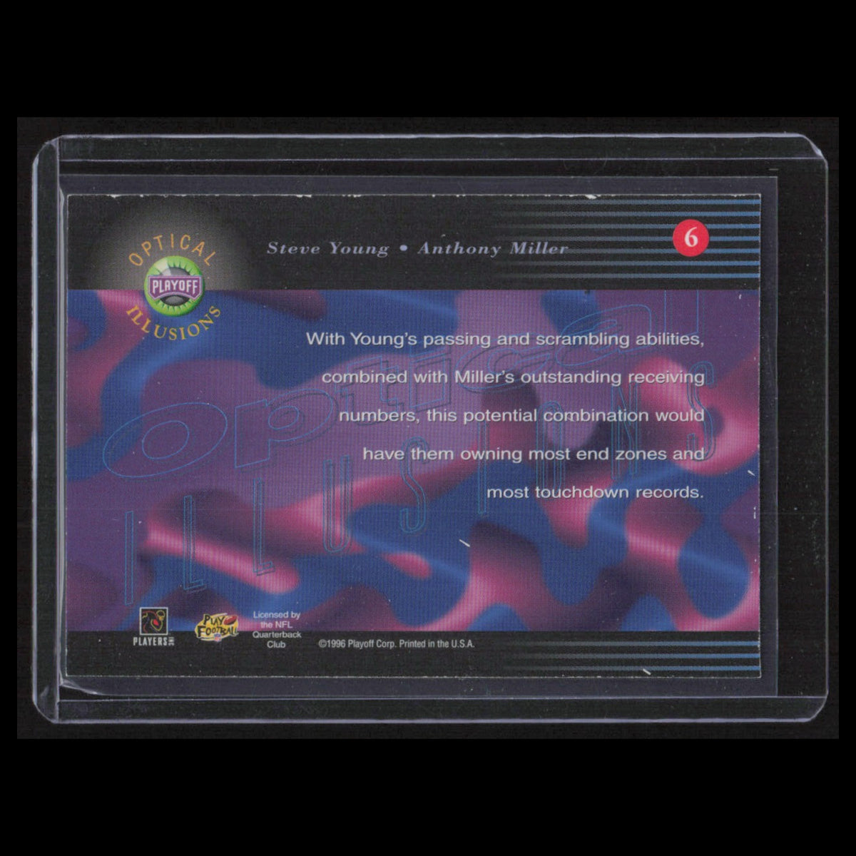 Steve Young/Anthony Miller #6 1996 Playoff Illusions Optical Football Card NFL