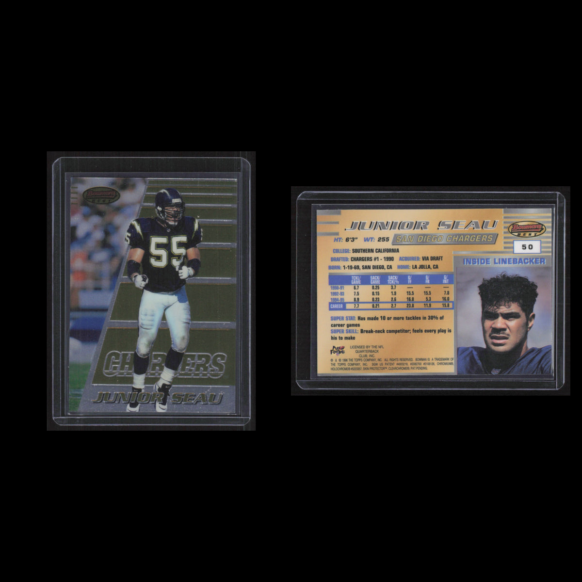 Junior Seau #50 1996 Bowmans Best San Diego Chargers Football Card NFL NM