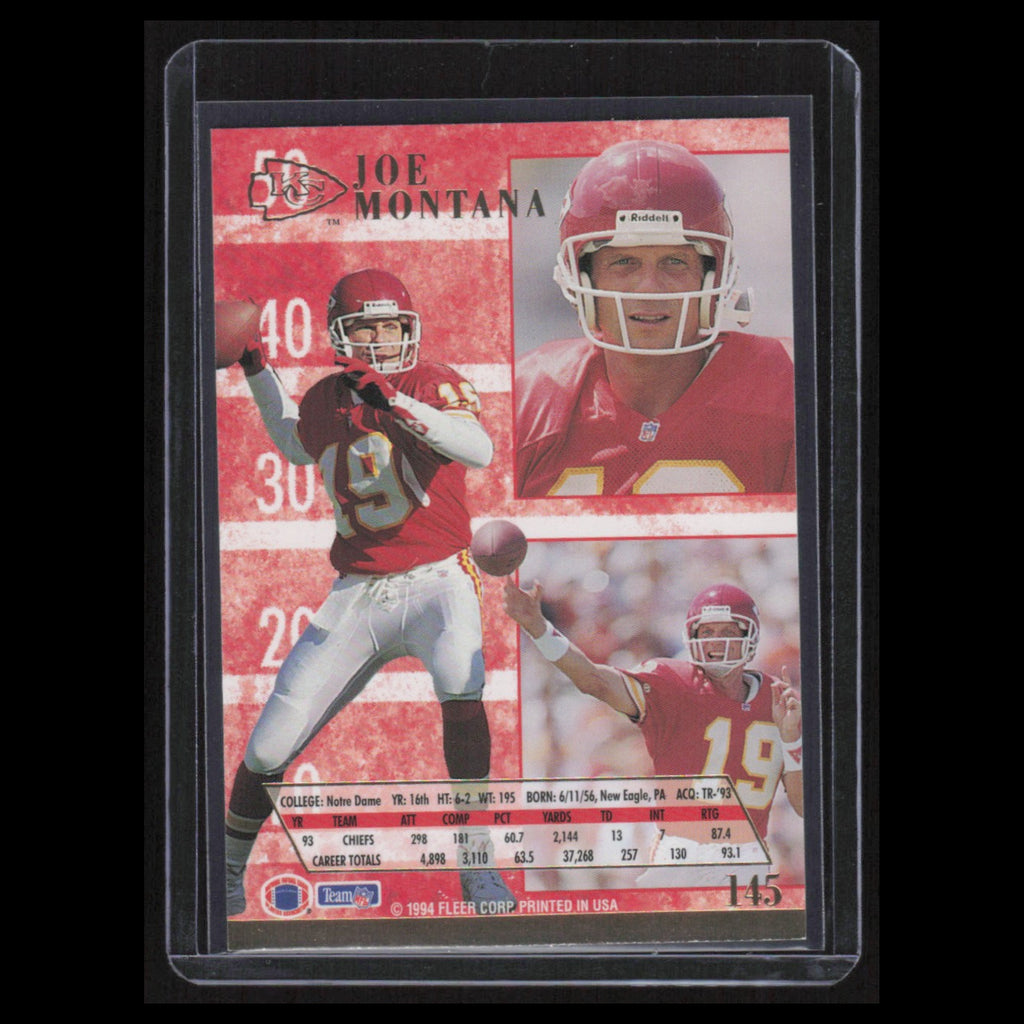 Joe Montana #145 1994 Ultra Kansas City Chiefs Football Card NFL NM