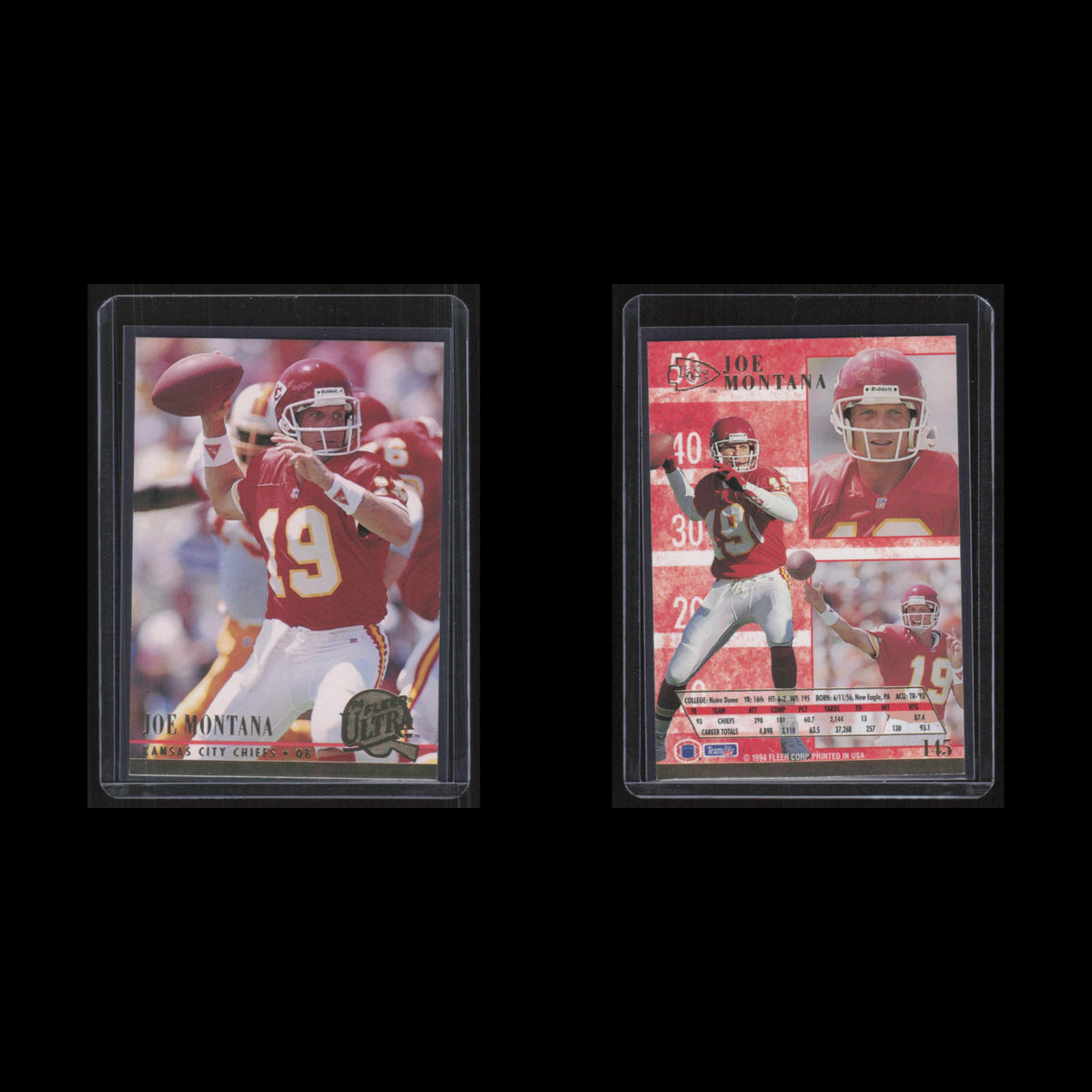 Joe Montana #145 1994 Ultra Kansas City Chiefs Football Card NFL NM