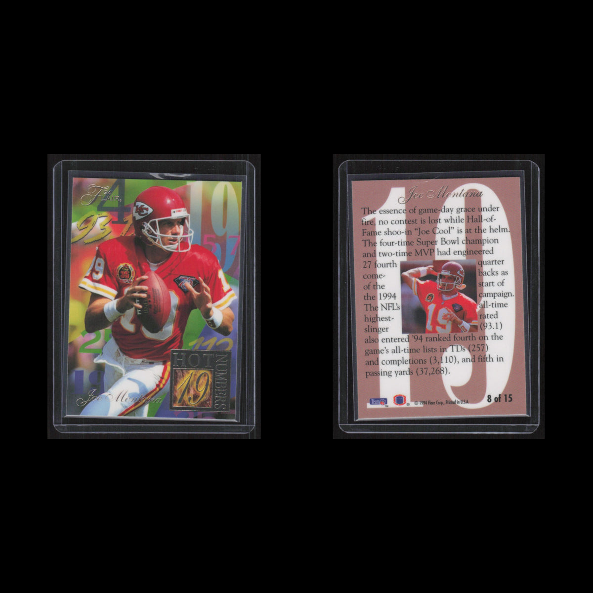 Joe Montana #8 1994 Flair Kansas City Chiefs Football Card NFL NM
