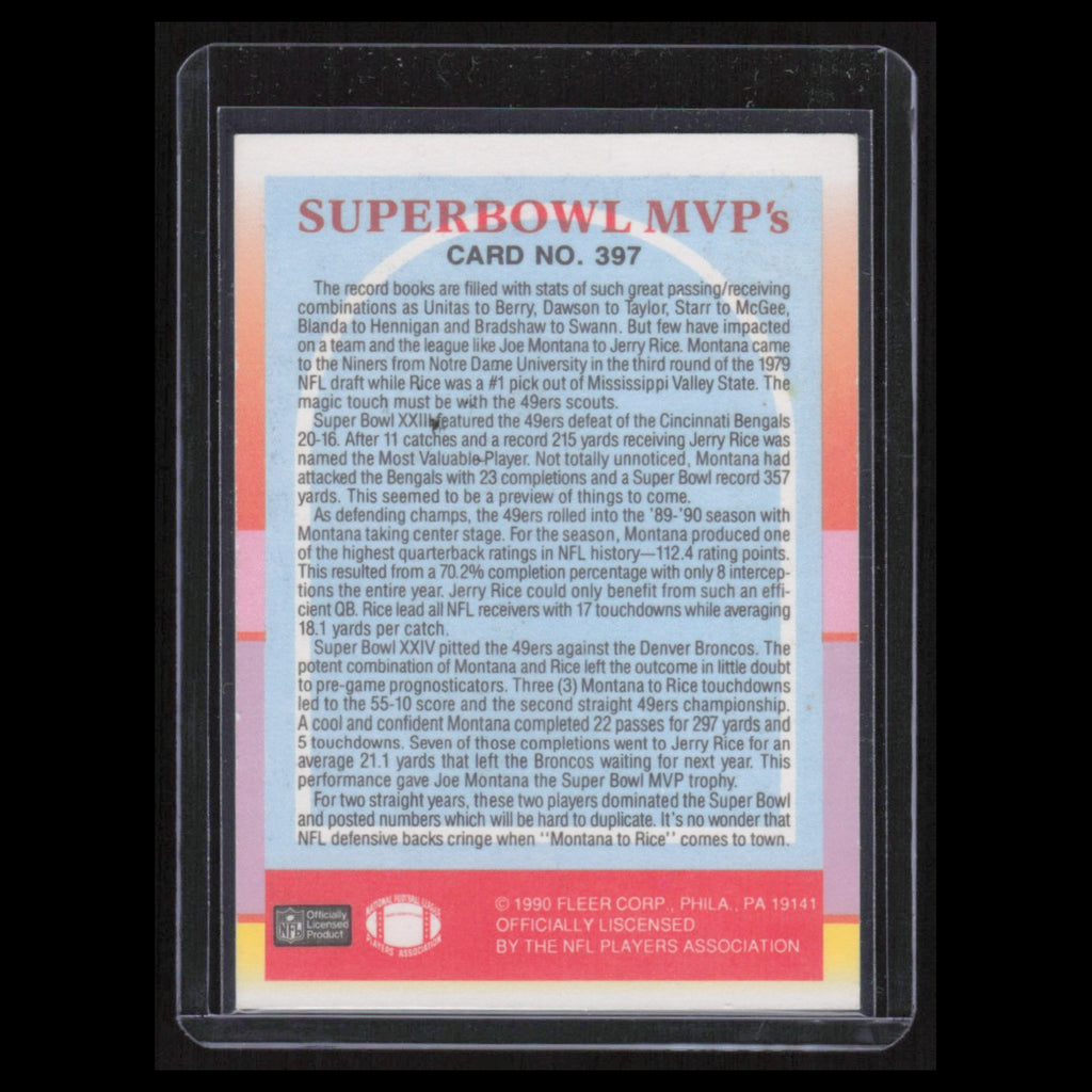 Joe Montana/Jerry Rice #397 1990 Fleer San Francisco 49ers Football Card NFL NM