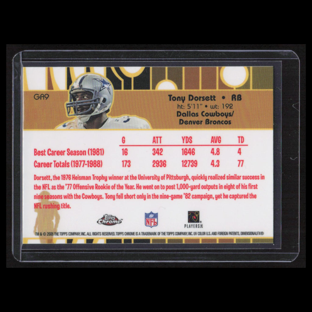 Tony Dorsett #GA9 2006 Topps Chrome Golden Anniversary Hidden Gold Cowboys Card