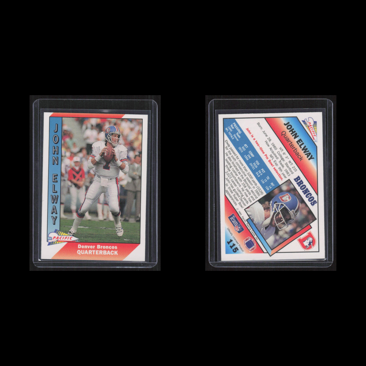 John Elway #115 1991 Pacific Denver Broncos Football Card NFL NM