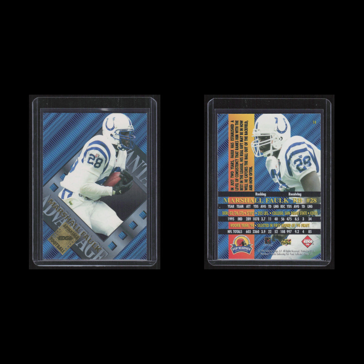 Marshall Faulk #14 1996 Collectors Edge Indianapolis Colts Football Card NFL NM