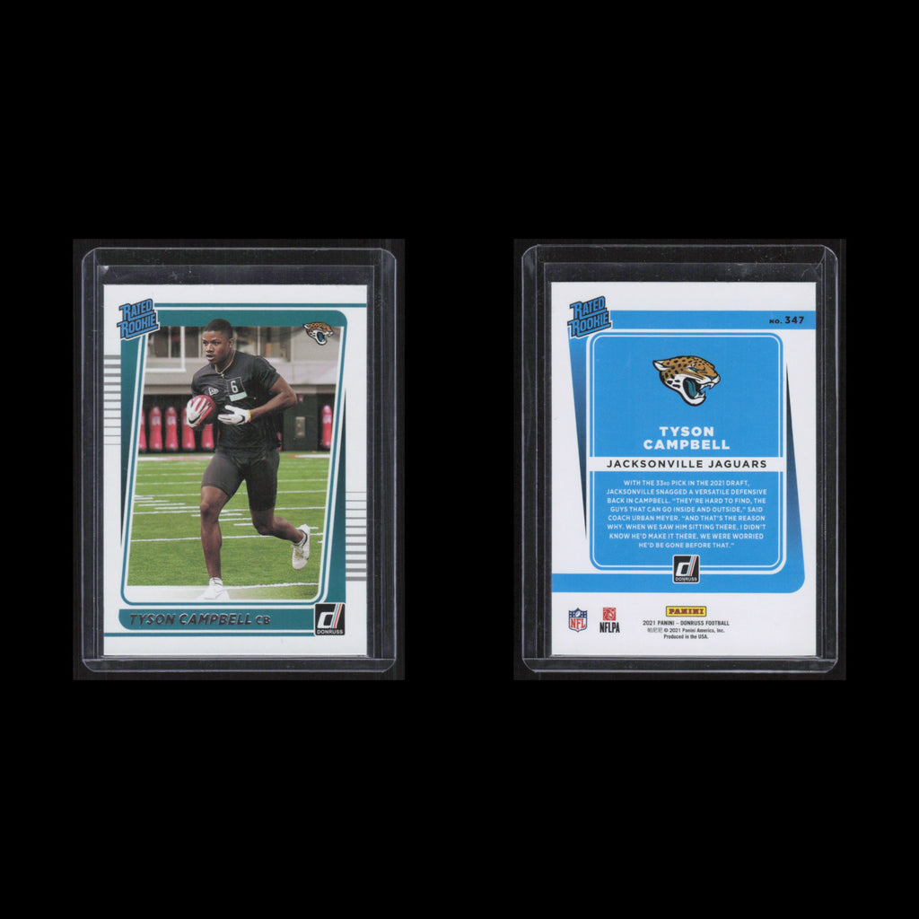 Tyson Campbell Rookie #347 2021 Donruss Rated Rookie Jacksonville Jaguars Card