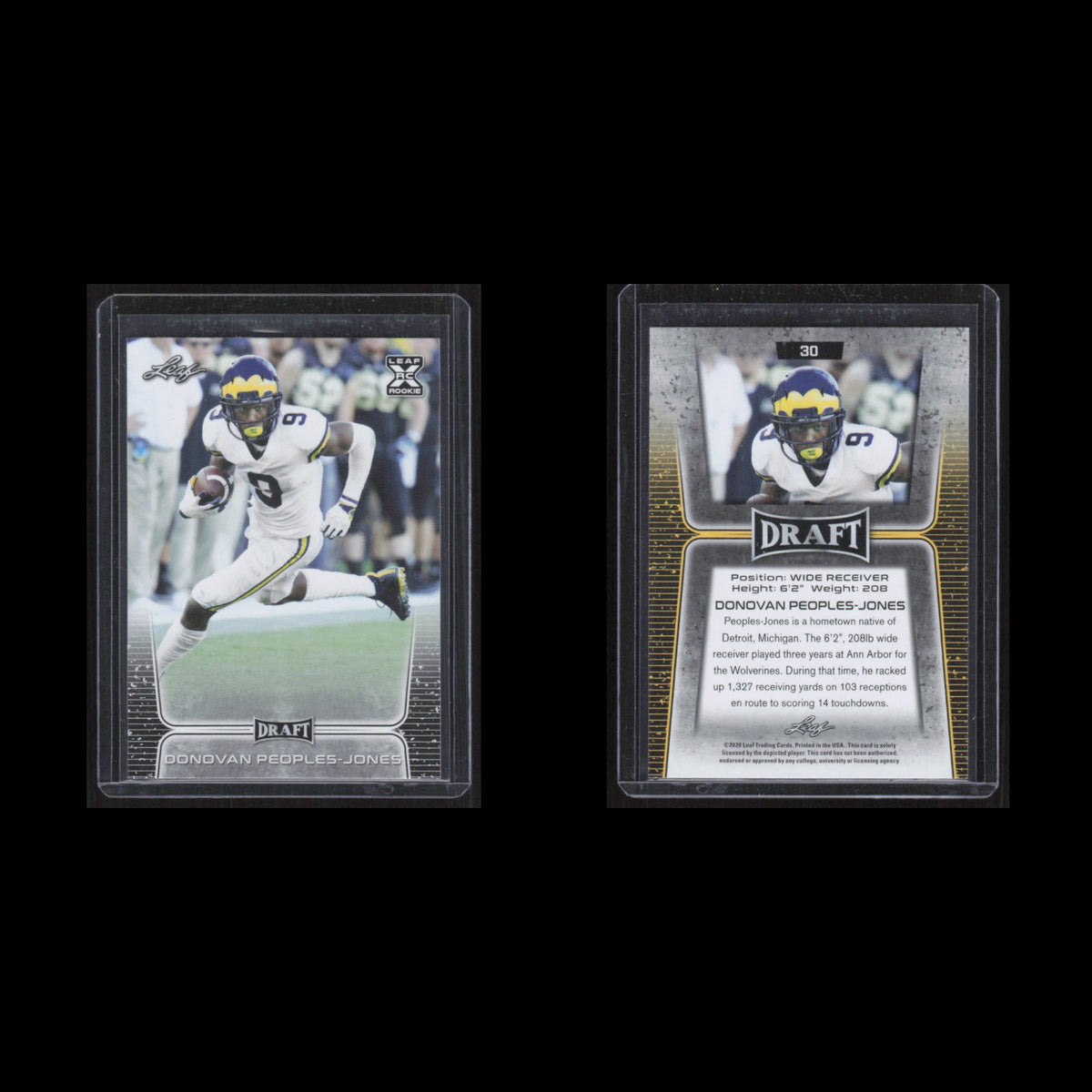 Donovan Peoples-Jones #30 2020 Leaf Draft Michigan Wolverines Football Card NFL