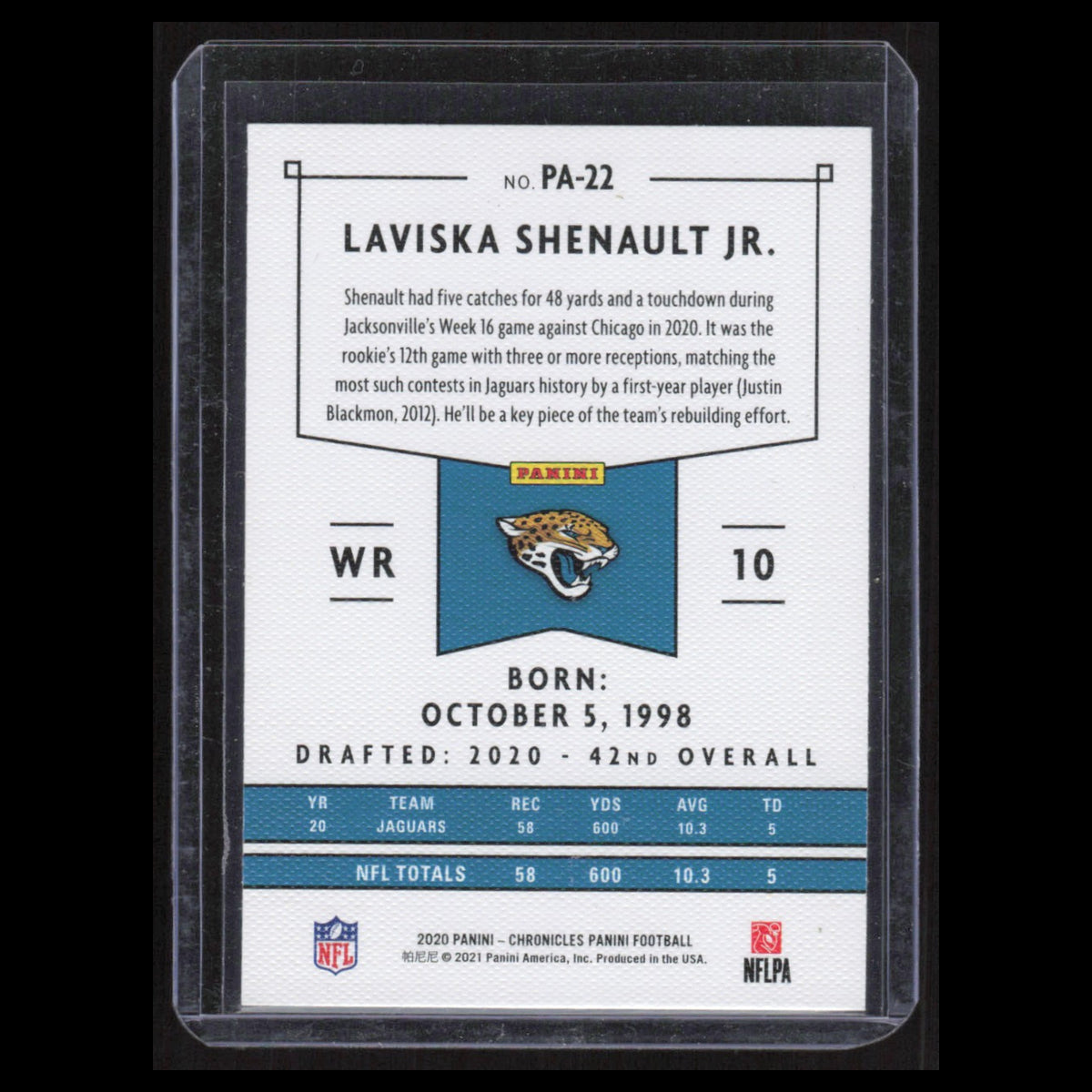 Laviska Shenault Jr. Rookie #PA-22 2020 Panini Chronicles Jacksonville Jaguars