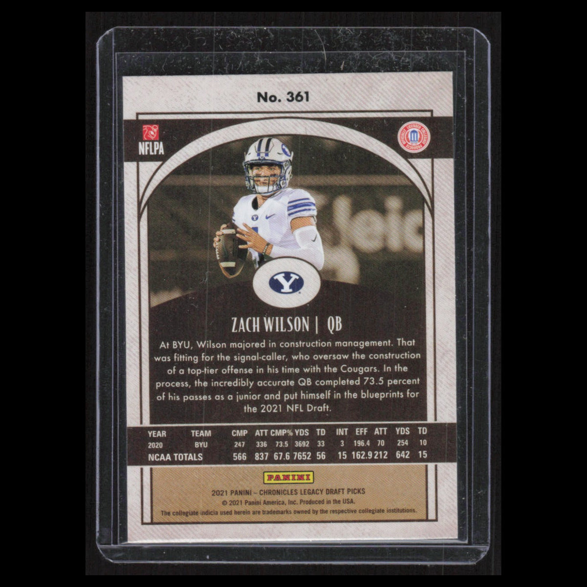 Zach Wilson Rookie #361 2021 Panini Chronicles Draft Picks Legacy Rookies Card
