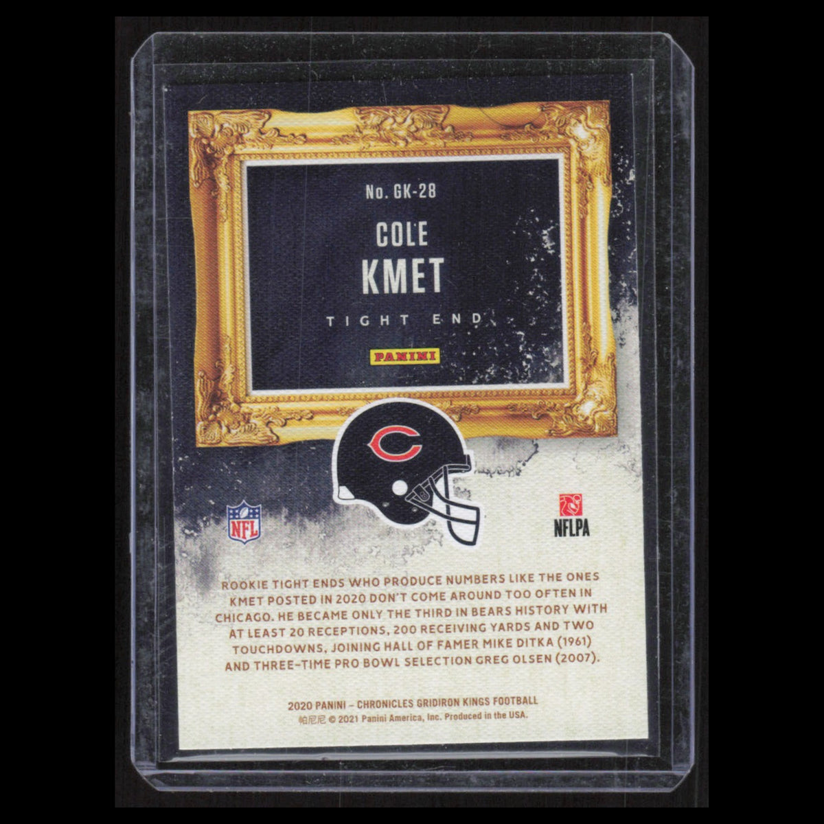 Cole Kmet Rookie #GK-28 2020 Panini Chronicles Gridiron Kings Chicago Bears Card