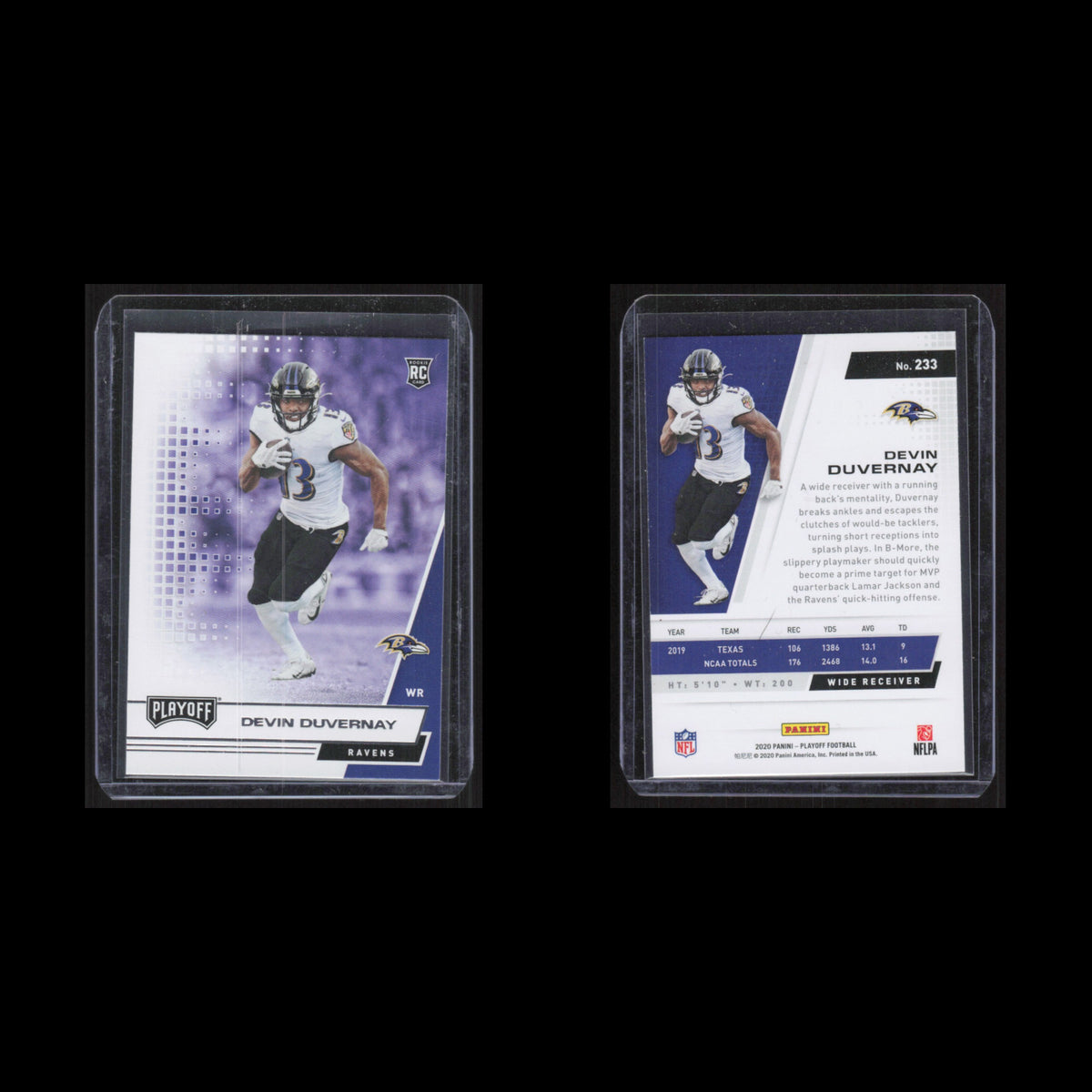 Devin Duvernay Rookie #233 2020 Panini Playoff Baltimore Ravens Football Card NM
