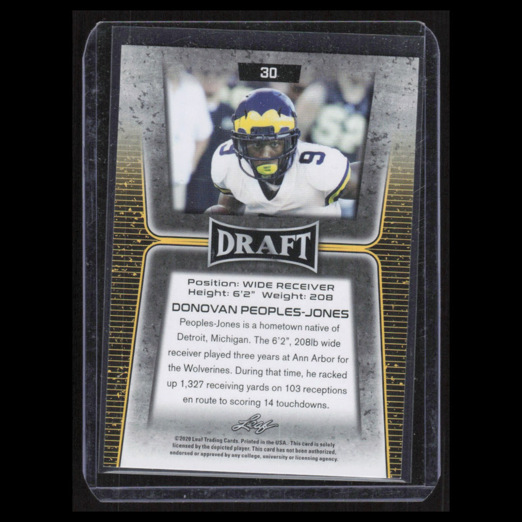 Donovan Peoples-Jones #30 2020 Leaf Draft Michigan Wolverines Football Card NFL