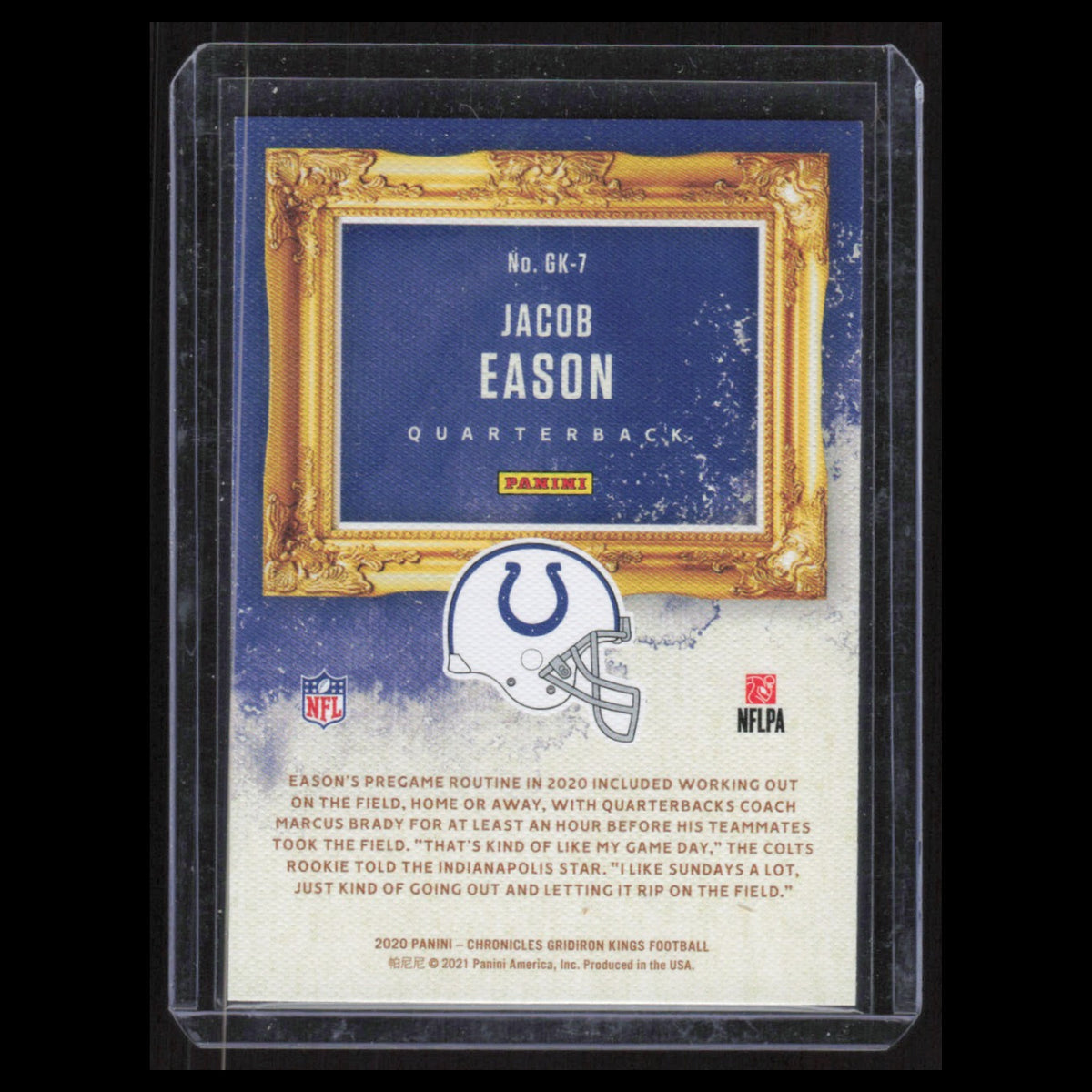 Jacob Eason Rookie #GK-7 2020 Panini Chronicles Gridiron Kings Colts Football NM