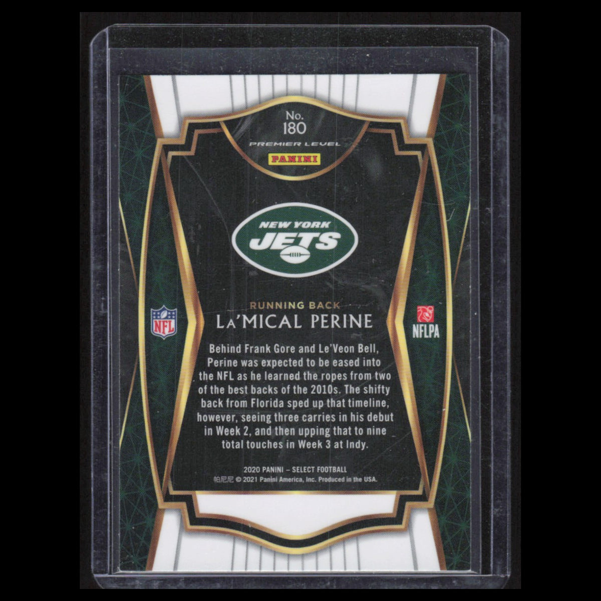 LaMical Perine Rookie #80 2020 Panini Select New York Jets Football Card NFL NM