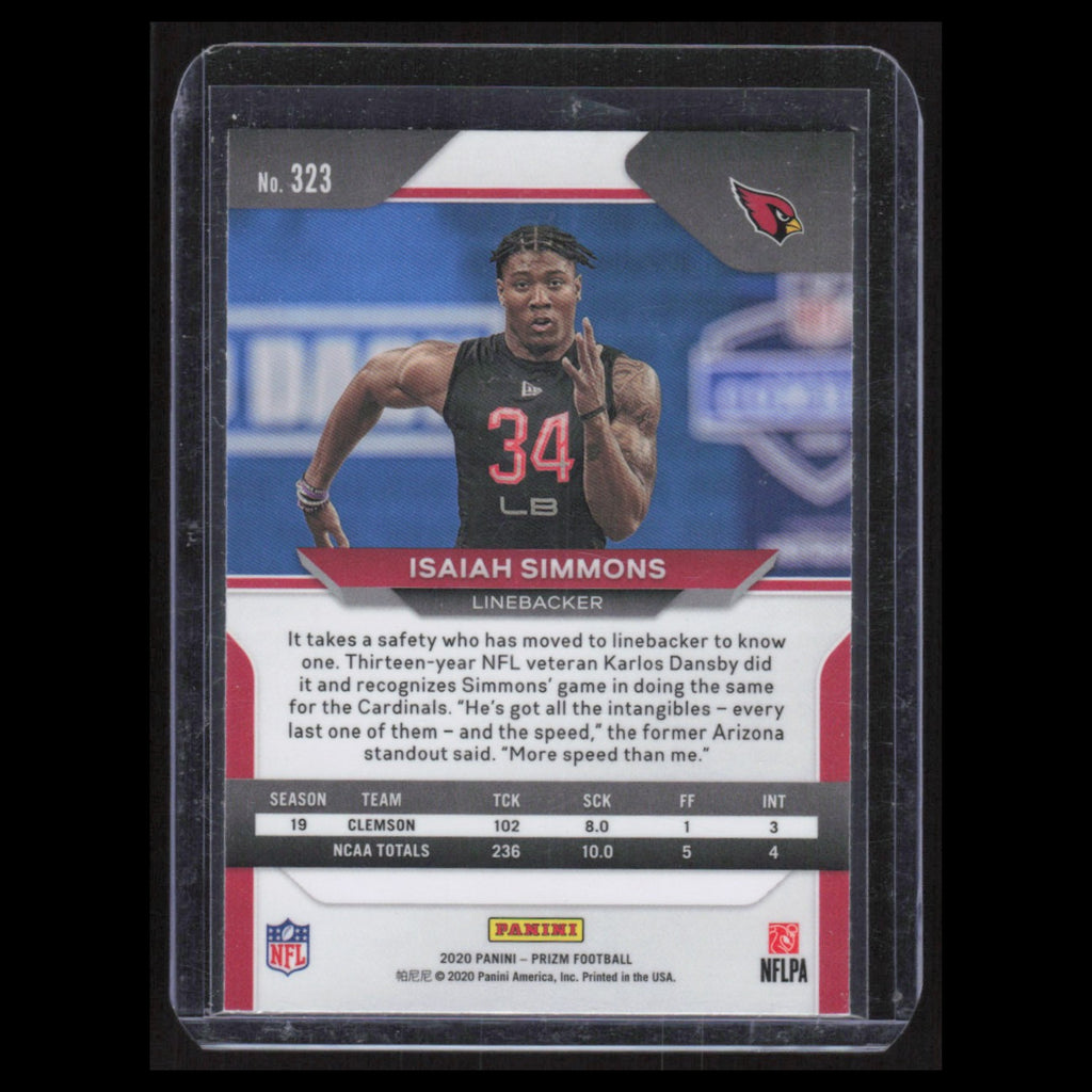 Isaiah Simmons Rookie #323 2020 Panini Prizm Arizona Cardinals Football Card NFL