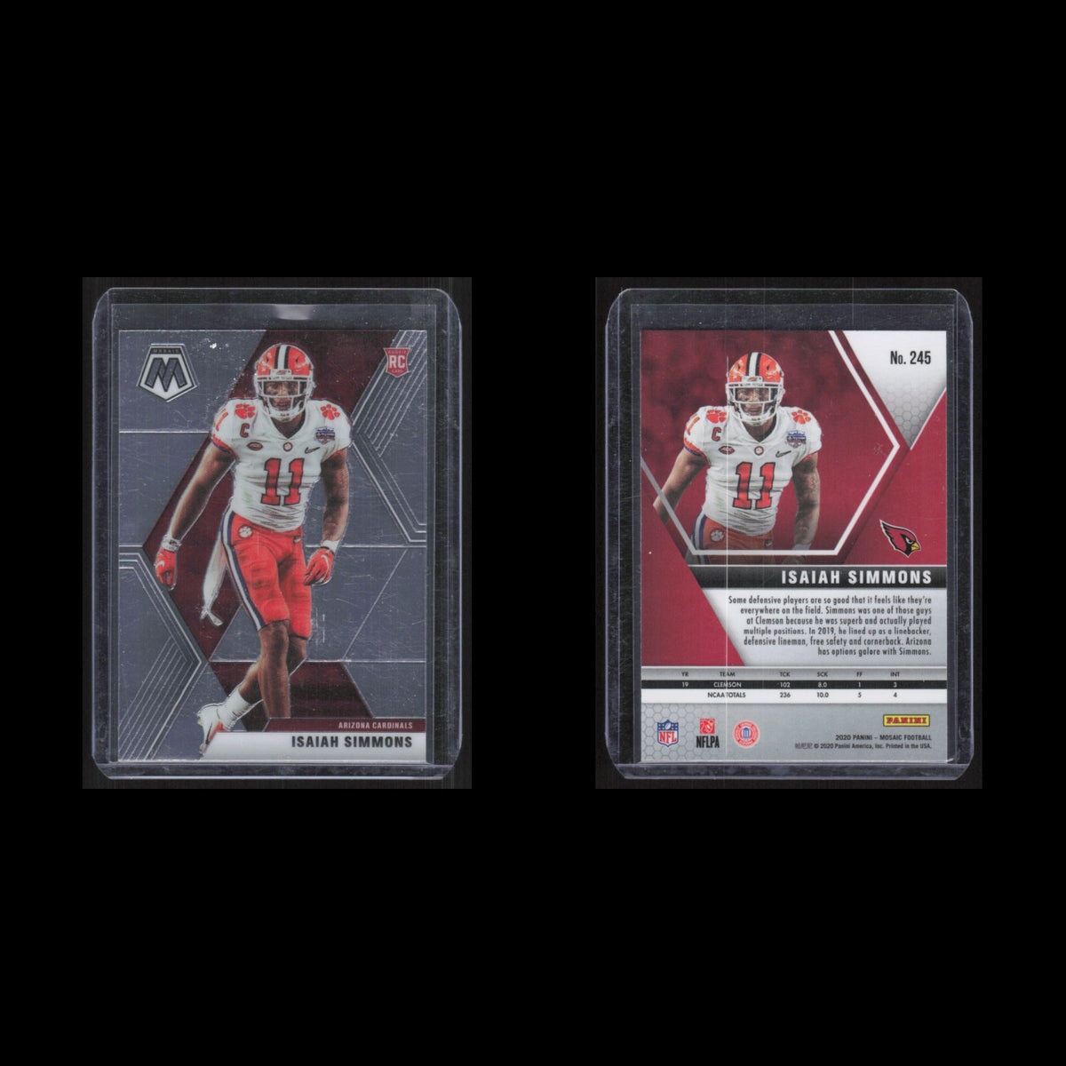 Isaiah Simmons Rookie #245 2020 Panini Mosaic Arizona Cardinals Football Card NM