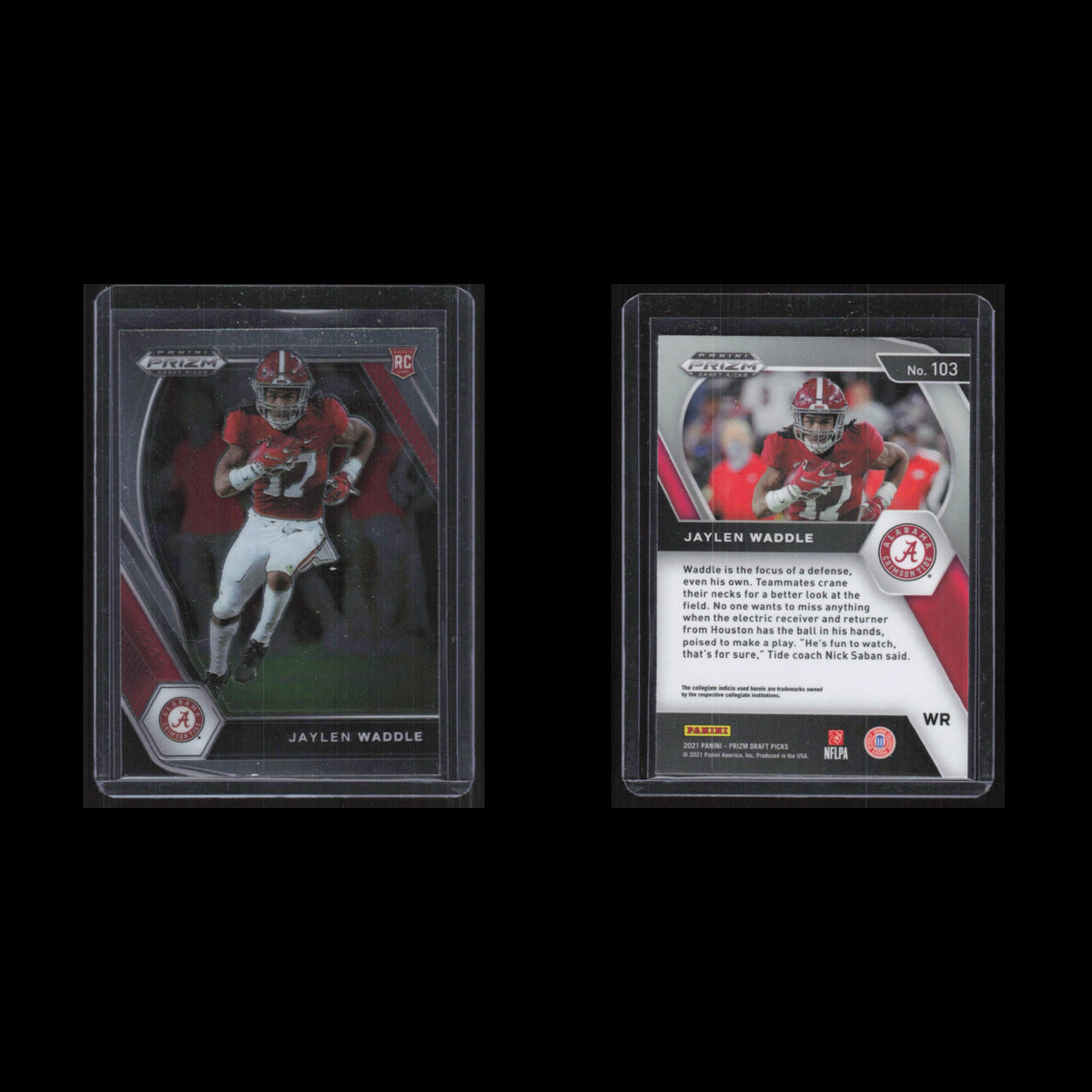 Jaylen Waddle Rookie #103 2021 Panini Prizm Draft Picks Collegiate Football Card