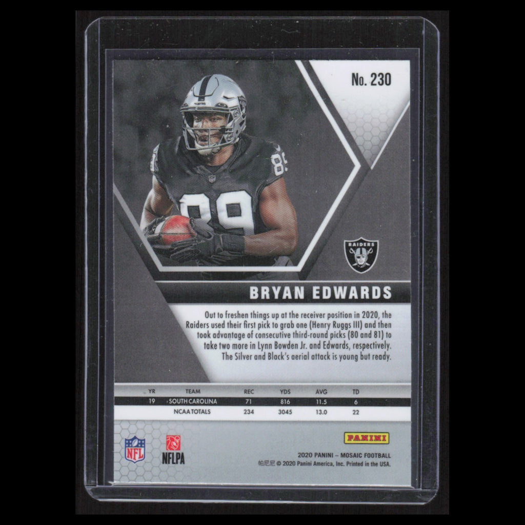Bryan Edwards Rookie #230 2020 Panini Mosaic Las Vegas Raiders Football Card NFL