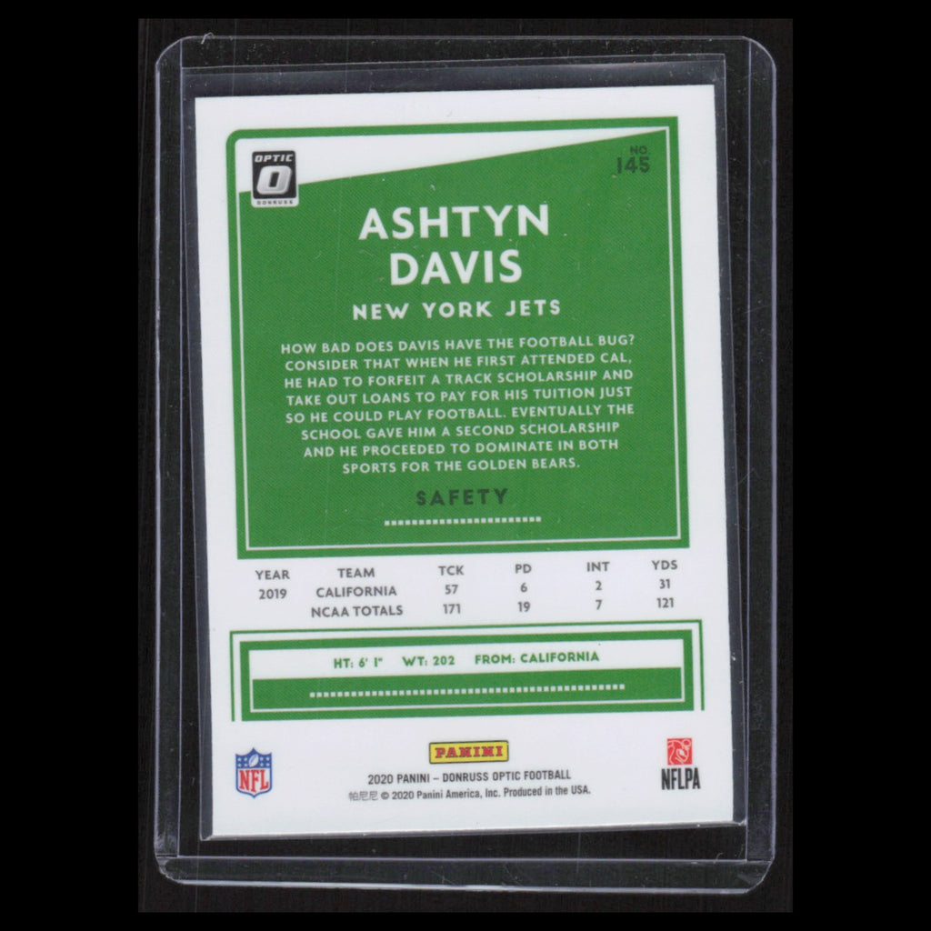 Ashtyn Davis Rookie #145 2020 Donruss Optic New York Jets Football Card NFL NM
