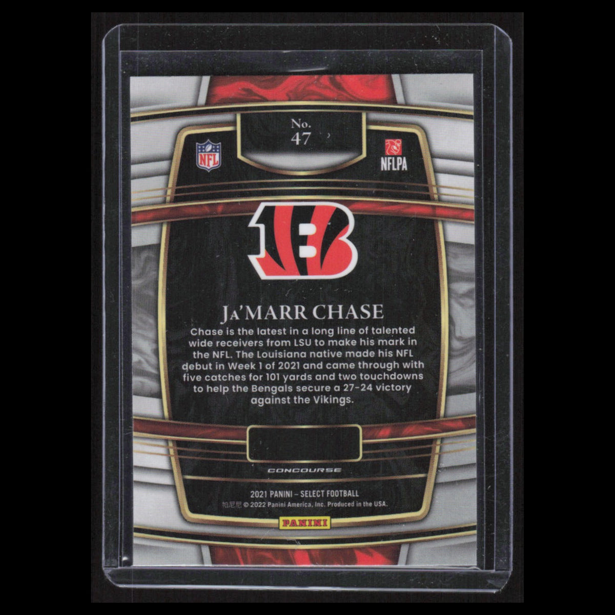 JaMarr Chase Rookie #47 2021 Panini Select Cincinnati Bengals Football Card NFL