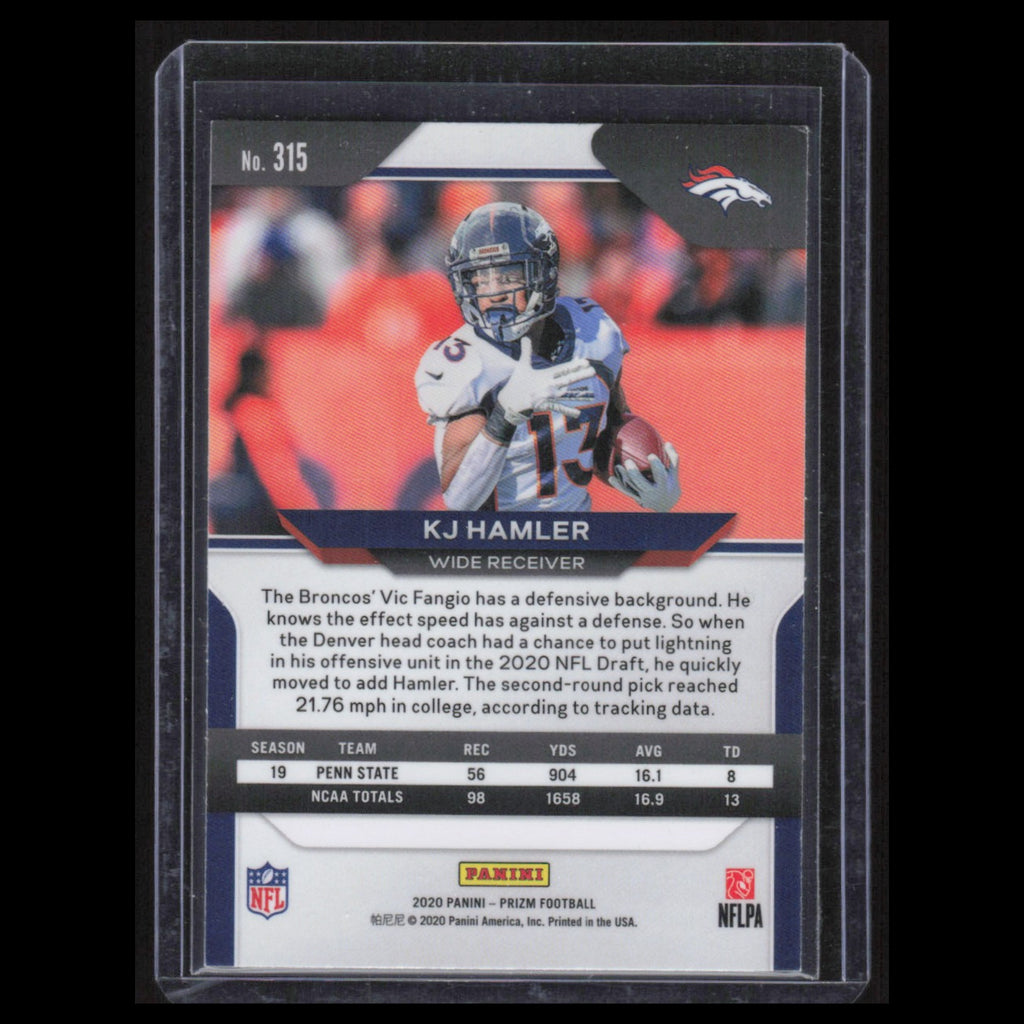 KJ Hamler Rookie #315 2020 Panini Prizm Denver Broncos Football Card NFL NM