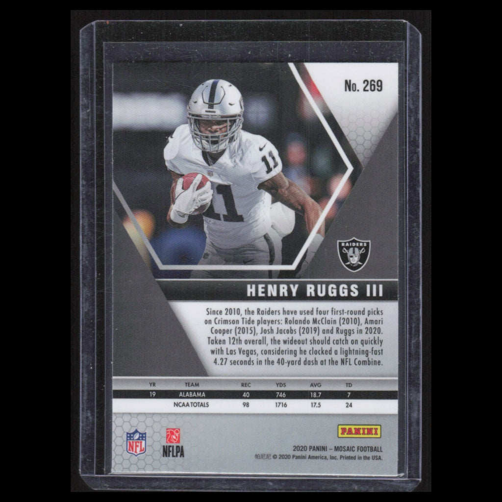 Henry Ruggs III Rookie #269 2020 Panini Mosaic Las Vegas Raiders Football Card