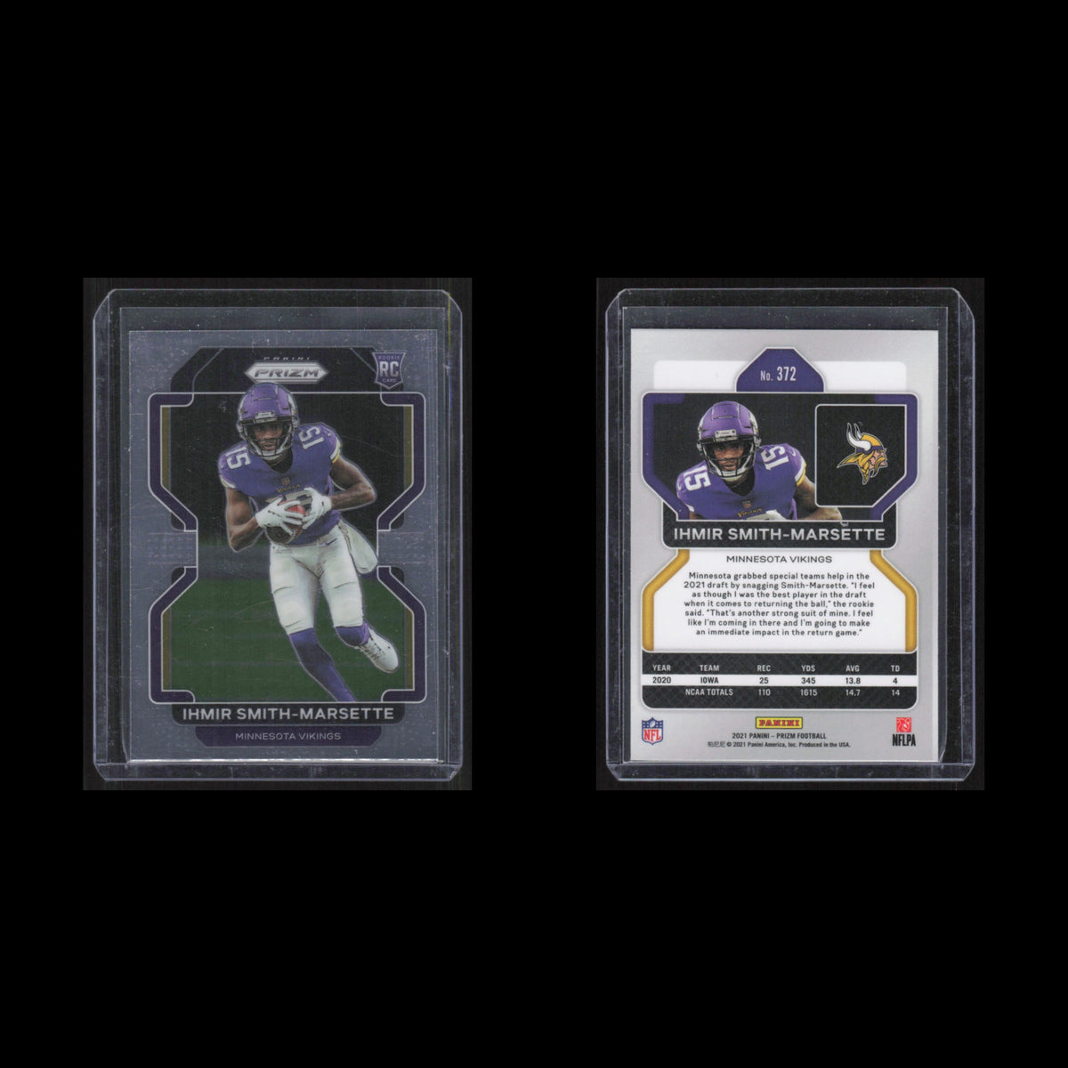 Ihmir Smith-Marsette Rookie #372 2021 Panini Prizm Rookie Autographs No Huddle