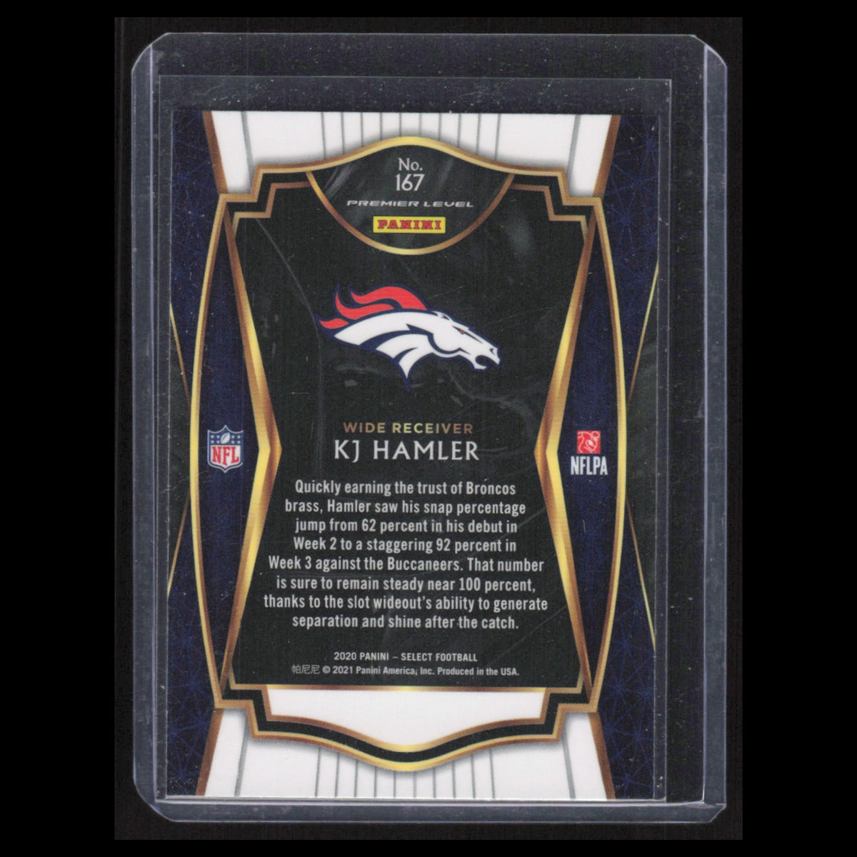 KJ Hamler Rookie #167 2020 Panini Select Denver Broncos Football Card NFL NM