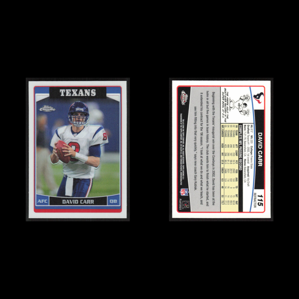 David Carr #115 2006 Topps Chrome Refractor Houston Texans Football Card NFL NM