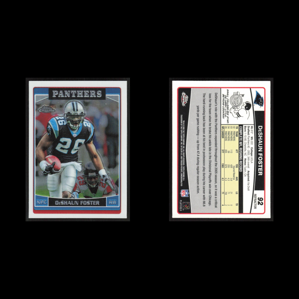 DeShaun Foster #92 2006 Topps Chrome Refractor Carolina Panthers Football Card