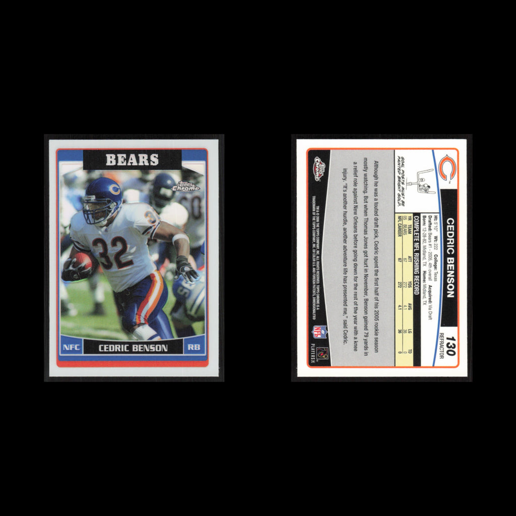 Cedric Benson #130 2006 Topps Chrome Refractor Chicago Bears Football Card NFL