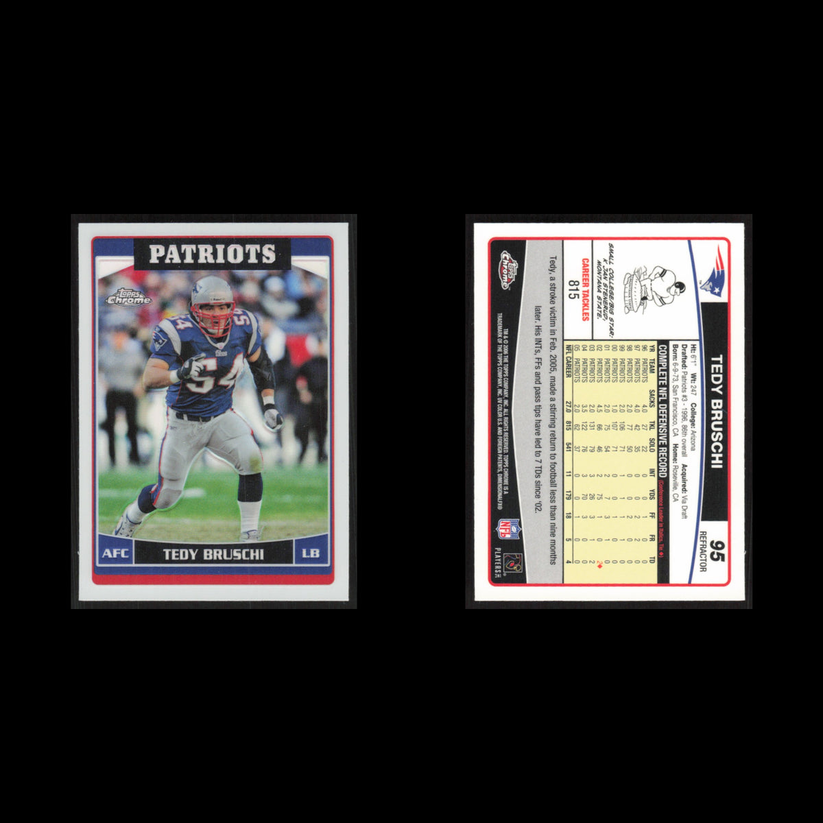 Tedy Bruschi #95 2006 Topps Chrome Refractor New England Patriots Football Card