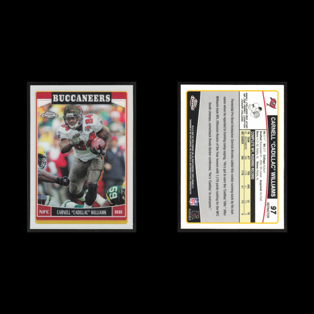 Cadillac Williams #97 2006 Topps Chrome Refractor Tampa Bay Buccaneers Football