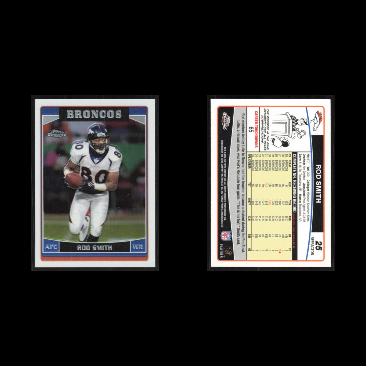 Rod Smith #25 2006 Topps Chrome Refractor Denver Broncos Football Card NFL NM